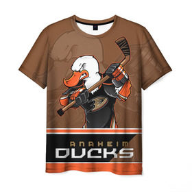 Мужская футболка 3D с принтом Anaheim Ducks в Екатеринбурге, 100% полиэфир | прямой крой, круглый вырез горловины, длина до линии бедер | anaheim ducks | nhl | stanley cup | кубок стенли | кубок стэнли | нхл | хоккей | хоккейный клуб