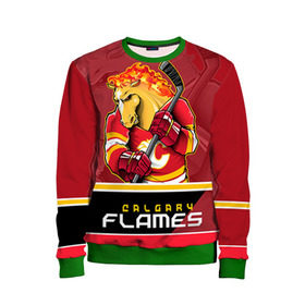 Детский свитшот 3D с принтом Calgary Flames в Екатеринбурге, 100% полиэстер | свободная посадка, прямой крой, мягкая тканевая резинка на рукавах и понизу свитшота | calgary flames | nhl | stanley cup | калгари флэймз | кубок стенли | кубок стэнли | нхл | флэймс | хоккей | хоккейный клуб