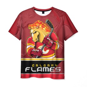 Мужская футболка 3D с принтом Calgary Flames в Екатеринбурге, 100% полиэфир | прямой крой, круглый вырез горловины, длина до линии бедер | Тематика изображения на принте: calgary flames | nhl | stanley cup | калгари флэймз | кубок стенли | кубок стэнли | нхл | флэймс | хоккей | хоккейный клуб