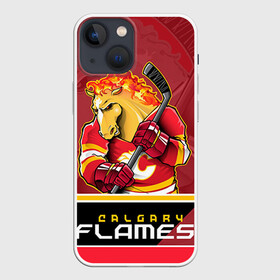 Чехол для iPhone 13 mini с принтом Calgary Flames в Екатеринбурге,  |  | Тематика изображения на принте: calgary flames | nhl | stanley cup | калгари флэймз | кубок стенли | кубок стэнли | нхл | флэймс | хоккей | хоккейный клуб