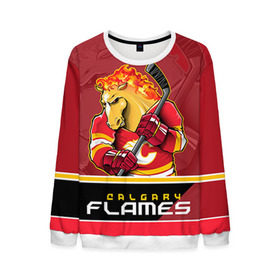 Мужской свитшот 3D с принтом Calgary Flames в Екатеринбурге, 100% полиэстер с мягким внутренним слоем | круглый вырез горловины, мягкая резинка на манжетах и поясе, свободная посадка по фигуре | calgary flames | nhl | stanley cup | калгари флэймз | кубок стенли | кубок стэнли | нхл | флэймс | хоккей | хоккейный клуб