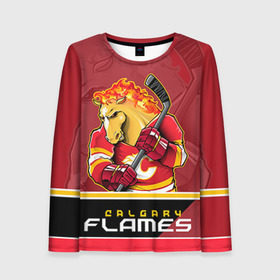 Женский лонгслив 3D с принтом Calgary Flames в Екатеринбурге, 100% полиэстер | длинные рукава, круглый вырез горловины, полуприлегающий силуэт | calgary flames | nhl | stanley cup | калгари флэймз | кубок стенли | кубок стэнли | нхл | флэймс | хоккей | хоккейный клуб