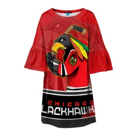 Детское платье 3D с принтом Chicago Blackhawks в Екатеринбурге, 100% полиэстер | прямой силуэт, чуть расширенный к низу. Круглая горловина, на рукавах — воланы | chicago blackhawks | nhl | stanley cup | анисимов | блэкхокс | кубок стенли | кубок стэнли | нхл | панарин | хоккей | хоккейный клуб | чикаго | чикаго блэкхокс