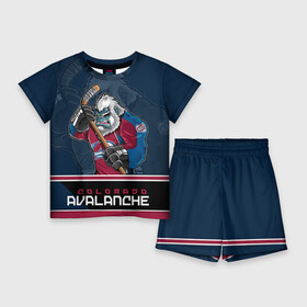 Детский костюм с шортами 3D с принтом Colorado Avalanche в Екатеринбурге,  |  | colorado avalanche | nhl | stanley cup | варламов | григоренко | колорадо | колорадо эвеланш | кубок стенли | кубок стэнли | нхл | тютин | хоккей | хоккейный клуб