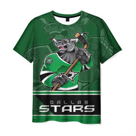 Мужская футболка 3D с принтом Dallas Stars в Екатеринбурге, 100% полиэфир | прямой крой, круглый вырез горловины, длина до линии бедер | Тематика изображения на принте: dallas stars | nhl | stanley cup | даллас | даллас старз | кубок стенли | кубок стэнли | ничушкин | нхл | хоккей | хоккейный клуб
