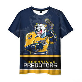 Мужская футболка 3D с принтом Nashville Predators в Екатеринбурге, 100% полиэфир | прямой крой, круглый вырез горловины, длина до линии бедер | nashville predators | nhl | stanley cup | кубок стенли | кубок стэнли | нхл | нэшвил | нэшвилл предаторз | хоккей | хоккейный клуб