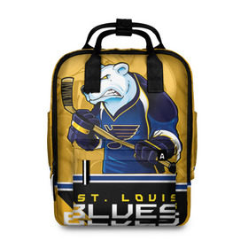 Женский рюкзак 3D с принтом St. Louis Blues в Екатеринбурге, 100% полиэстер | лямки с регулируемой длиной, сверху ручки, чтобы рюкзак нести как сумку. Основное отделение закрывается на молнию, как и внешний карман. Внутри два дополнительных кармана, один из которых закрывается на молнию. По бокам два дополнительных кармашка, куда поместится маленькая бутылочка
 | Тематика изображения на принте: nhl | st. louis blues | stanley cup | йори | кубок стенли | кубок стэнли | лехтеря | луис блюз | нхл | сент луис | сент луис блюз | тарасенко | хоккей | хоккейный клуб