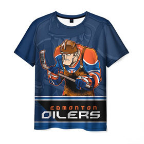 Мужская футболка 3D с принтом Edmonton Oilers в Екатеринбурге, 100% полиэфир | прямой крой, круглый вырез горловины, длина до линии бедер | edmonton oilers | nhl | stanley cup | кубок стенли | кубок стэнли | нхл | хоккей | хоккейный клуб | эдмонтон | эдмонтон ойлерз | якупов
