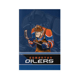 Обложка для паспорта матовая кожа с принтом Edmonton Oilers в Екатеринбурге, натуральная матовая кожа | размер 19,3 х 13,7 см; прозрачные пластиковые крепления | edmonton oilers | nhl | stanley cup | кубок стенли | кубок стэнли | нхл | хоккей | хоккейный клуб | эдмонтон | эдмонтон ойлерз | якупов