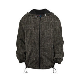 Детская куртка 3D с принтом Джинсовая раскраска в Екатеринбурге, 100% полиэстер | застежка — молния, подол и капюшон оформлены резинкой с фиксаторами, по бокам — два кармана без застежек, один потайной карман на груди, плотность верхнего слоя — 90 г/м2; плотность флисового подклада — 260 г/м2 | Тематика изображения на принте: jeans