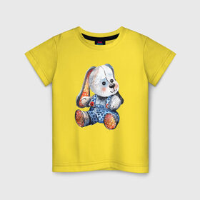 Детская футболка хлопок с принтом Акварельная плюшевая собачка в Екатеринбурге, 100% хлопок | круглый вырез горловины, полуприлегающий силуэт, длина до линии бедер | акварель | дети | животные | игрушки