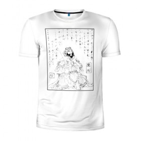 Мужская футболка 3D спортивная с принтом Japanese Engraving в Екатеринбурге, 100% полиэстер с улучшенными характеристиками | приталенный силуэт, круглая горловина, широкие плечи, сужается к линии бедра | Тематика изображения на принте: 