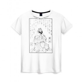 Женская футболка 3D с принтом Japanese Engraving в Екатеринбурге, 100% полиэфир ( синтетическое хлопкоподобное полотно) | прямой крой, круглый вырез горловины, длина до линии бедер | 
