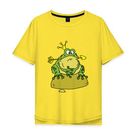 Мужская футболка хлопок Oversize с принтом Царевна лягушка в Екатеринбурге, 100% хлопок | свободный крой, круглый ворот, “спинка” длиннее передней части | сказка | стрела