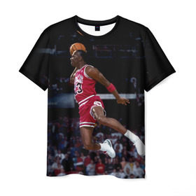 Мужская футболка 3D с принтом Michael Jordan в Екатеринбурге, 100% полиэфир | прямой крой, круглый вырез горловины, длина до линии бедер | michael jordan | баскетбол | майкл джордан | нба