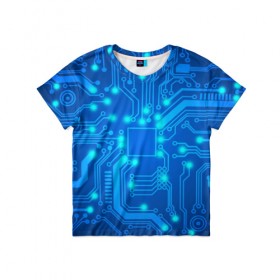Детская футболка 3D с принтом Электроника в Екатеринбурге, 100% гипоаллергенный полиэфир | прямой крой, круглый вырез горловины, длина до линии бедер, чуть спущенное плечо, ткань немного тянется | линии | точки | электроника