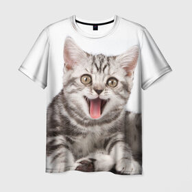 Мужская футболка 3D с принтом Милашка в Екатеринбурге, 100% полиэфир | прямой крой, круглый вырез горловины, длина до линии бедер | кот | котенок | кошка