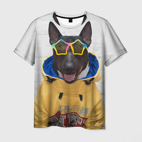 Мужская футболка 3D с принтом Bulldog`s friend 6 в Екатеринбурге, 100% полиэфир | прямой крой, круглый вырез горловины, длина до линии бедер | Тематика изображения на принте: bulldog blogger | tecuaniventura | блоггер | бульдог | бульдог блоггер | животные | карамелька | собаки