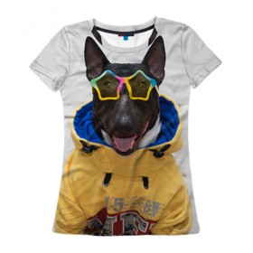 Женская футболка 3D с принтом Bulldog`s friend 6 в Екатеринбурге, 100% полиэфир ( синтетическое хлопкоподобное полотно) | прямой крой, круглый вырез горловины, длина до линии бедер | bulldog blogger | tecuaniventura | блоггер | бульдог | бульдог блоггер | животные | карамелька | собаки
