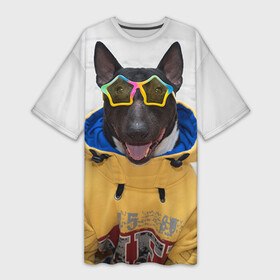 Платье-футболка 3D с принтом Bulldogs friend 6 в Екатеринбурге,  |  | bulldog blogger | tecuaniventura | блоггер | бульдог | бульдог блоггер | животные | карамелька | собаки