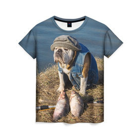 Женская футболка 3D с принтом Bulldog 13 в Екатеринбурге, 100% полиэфир ( синтетическое хлопкоподобное полотно) | прямой крой, круглый вырез горловины, длина до линии бедер | bulldog blogger | tecuaniventura | блоггер | бульдог | бульдог блоггер | животные | карамелька | собаки