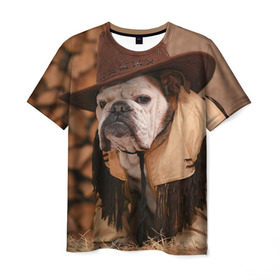 Мужская футболка 3D с принтом Bulldog 6 в Екатеринбурге, 100% полиэфир | прямой крой, круглый вырез горловины, длина до линии бедер | bulldog blogger | tecuaniventura | блоггер | бульдог | бульдог блоггер | животные | карамелька | собаки