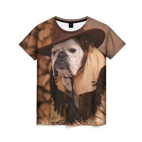 Женская футболка 3D с принтом Bulldog 6 в Екатеринбурге, 100% полиэфир ( синтетическое хлопкоподобное полотно) | прямой крой, круглый вырез горловины, длина до линии бедер | bulldog blogger | tecuaniventura | блоггер | бульдог | бульдог блоггер | животные | карамелька | собаки
