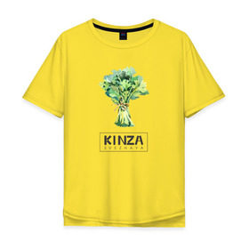 Мужская футболка хлопок Oversize с принтом KINZA в Екатеринбурге, 100% хлопок | свободный крой, круглый ворот, “спинка” длиннее передней части | kenzo | kinza | антибренд | бренд | кензо | кинза | пародии
