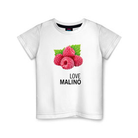 Детская футболка хлопок с принтом LOVE MALINO в Екатеринбурге, 100% хлопок | круглый вырез горловины, полуприлегающий силуэт, длина до линии бедер | love moschino | антибренд | бренд | лав малино | лав москино | малино | пародии