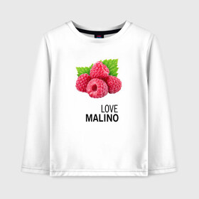 Детский лонгслив хлопок с принтом LOVE MALINO в Екатеринбурге, 100% хлопок | круглый вырез горловины, полуприлегающий силуэт, длина до линии бедер | love moschino | антибренд | бренд | лав малино | лав москино | малино | пародии
