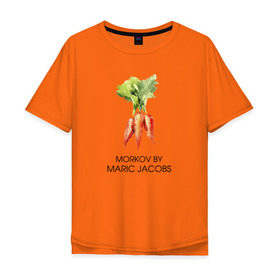 Мужская футболка хлопок Oversize с принтом MORKOV BY MARIC JACOBS в Екатеринбурге, 100% хлопок | свободный крой, круглый ворот, “спинка” длиннее передней части | jacobs mark | morkov | антибренд | бренд | пародии