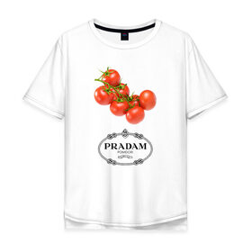 Мужская футболка хлопок Oversize с принтом PRADAM в Екатеринбурге, 100% хлопок | свободный крой, круглый ворот, “спинка” длиннее передней части | prada | pradam | антибренд | бренд | пародии | прада | прадам