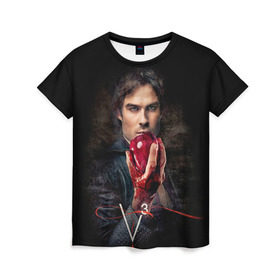 Женская футболка 3D с принтом Дневники вампира 12 в Екатеринбурге, 100% полиэфир ( синтетическое хлопкоподобное полотно) | прямой крой, круглый вырез горловины, длина до линии бедер | the vampire diaries | вампир | вампиры | деймон | дневники вампира | древнейшие | дэймон | дэймон сальваторе | елега гилберт | елена | сальваторе | стефан | стефан сальваторе | стэфан