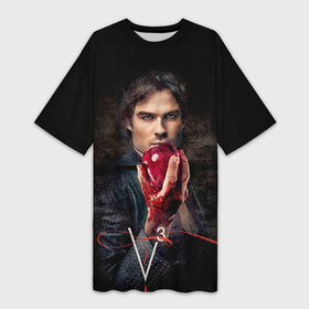 Платье-футболка 3D с принтом Дневники вампира 12 в Екатеринбурге,  |  | the vampire diaries | вампир | вампиры | деймон | дневники вампира | древнейшие | дэймон | дэймон сальваторе | елега гилберт | елена | сальваторе | стефан | стефан сальваторе | стэфан