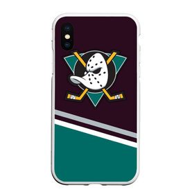 Чехол для iPhone XS Max матовый с принтом Anaheim Ducks в Екатеринбурге, Силикон | Область печати: задняя сторона чехла, без боковых панелей | хоккей