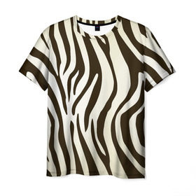 Мужская футболка 3D с принтом Шкура зебры в Екатеринбурге, 100% полиэфир | прямой крой, круглый вырез горловины, длина до линии бедер | Тематика изображения на принте: африка | животные | звери | зебра | фауна