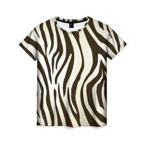 Женская футболка 3D с принтом Шкура зебры в Екатеринбурге, 100% полиэфир ( синтетическое хлопкоподобное полотно) | прямой крой, круглый вырез горловины, длина до линии бедер | Тематика изображения на принте: африка | животные | звери | зебра | фауна