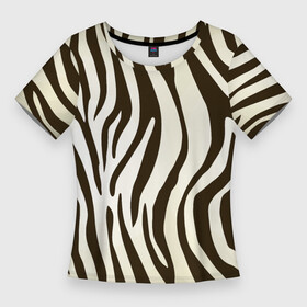 Женская футболка 3D Slim с принтом Шкура зебры в Екатеринбурге,  |  | Тематика изображения на принте: африка | животные | звери | зебра | фауна