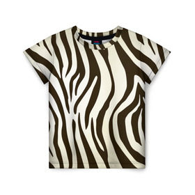 Детская футболка 3D с принтом Шкура зебры в Екатеринбурге, 100% гипоаллергенный полиэфир | прямой крой, круглый вырез горловины, длина до линии бедер, чуть спущенное плечо, ткань немного тянется | Тематика изображения на принте: африка | животные | звери | зебра | фауна