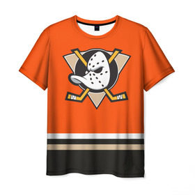 Мужская футболка 3D с принтом Anaheim Ducks в Екатеринбурге, 100% полиэфир | прямой крой, круглый вырез горловины, длина до линии бедер | хоккей
