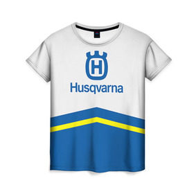 Женская футболка 3D с принтом husqvarna в Екатеринбурге, 100% полиэфир ( синтетическое хлопкоподобное полотно) | прямой крой, круглый вырез горловины, длина до линии бедер | husqvarna