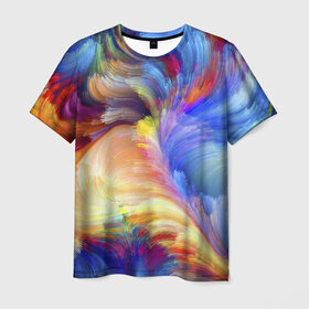 Мужская футболка 3D с принтом Краски в Екатеринбурге, 100% полиэфир | прямой крой, круглый вырез горловины, длина до линии бедер | абстракция | краски | узор | цвет