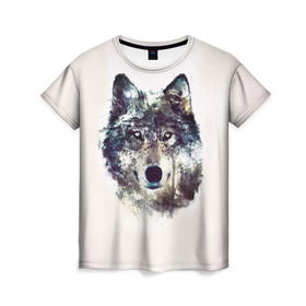Женская футболка 3D с принтом Волк в Екатеринбурге, 100% полиэфир ( синтетическое хлопкоподобное полотно) | прямой крой, круглый вырез горловины, длина до линии бедер | животное | зверь | космос | природа волк | русь | славяне