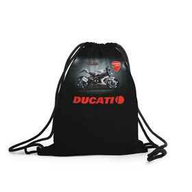 Рюкзак-мешок 3D с принтом Ducati 4 в Екатеринбурге, 100% полиэстер | плотность ткани — 200 г/м2, размер — 35 х 45 см; лямки — толстые шнурки, застежка на шнуровке, без карманов и подкладки | ducati | moto | дукати | мото | мотоцикл | мотоциклы
