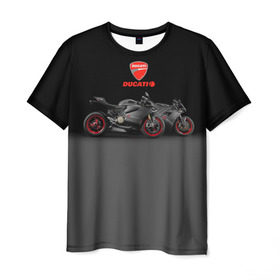 Мужская футболка 3D с принтом Ducati 2 в Екатеринбурге, 100% полиэфир | прямой крой, круглый вырез горловины, длина до линии бедер | Тематика изображения на принте: ducati | moto | дукати | мото | мотоцикл | мотоциклы