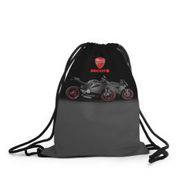 Рюкзак-мешок 3D с принтом Ducati 2 в Екатеринбурге, 100% полиэстер | плотность ткани — 200 г/м2, размер — 35 х 45 см; лямки — толстые шнурки, застежка на шнуровке, без карманов и подкладки | ducati | moto | дукати | мото | мотоцикл | мотоциклы