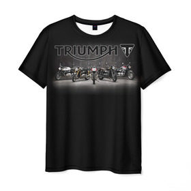 Мужская футболка 3D с принтом Triumph 5 в Екатеринбурге, 100% полиэфир | прямой крой, круглый вырез горловины, длина до линии бедер | moto | triumph | мотоцикл | мотоциклы | триумф