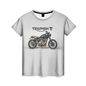 Женская футболка 3D с принтом Triumph 2 в Екатеринбурге, 100% полиэфир ( синтетическое хлопкоподобное полотно) | прямой крой, круглый вырез горловины, длина до линии бедер | moto | triumph | мотоцикл | мотоциклы | триумф