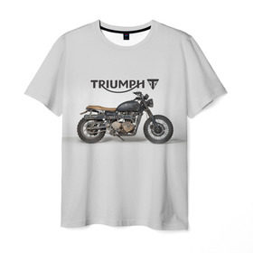 Мужская футболка 3D с принтом Triumph 2 в Екатеринбурге, 100% полиэфир | прямой крой, круглый вырез горловины, длина до линии бедер | Тематика изображения на принте: moto | triumph | мотоцикл | мотоциклы | триумф