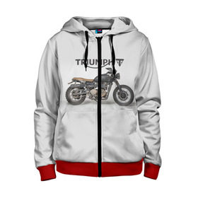 Детская толстовка 3D на молнии с принтом Triumph 2 в Екатеринбурге, 100% полиэстер |  манжеты и пояс оформлены широкой мягкой резинкой, двухслойный капюшон со шнурком для регулировки, спереди карманы и застежка-молния
 | Тематика изображения на принте: moto | triumph | мотоцикл | мотоциклы | триумф